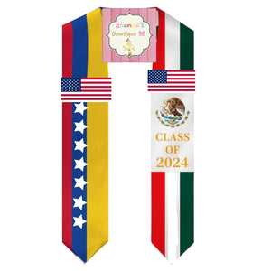 Mexico and Venezuela Flag Graduation Sash / custom/ 2024/usa flag