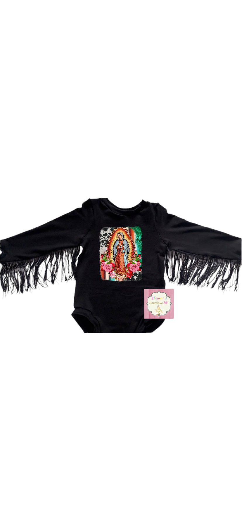 Virgen de guadalupe fringe leotard /western/