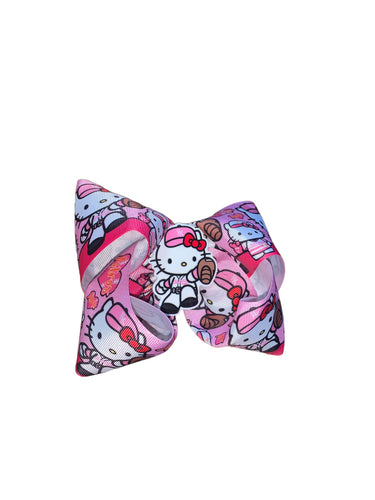 Pink Houston astros hair bow/ hello kitty