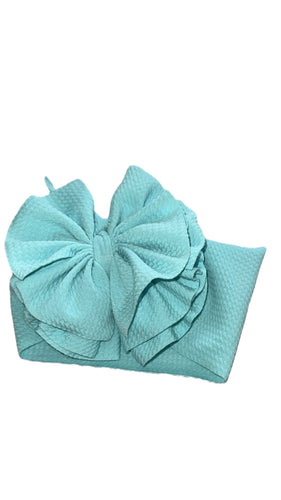 Aqua shredded headwrap/solid color