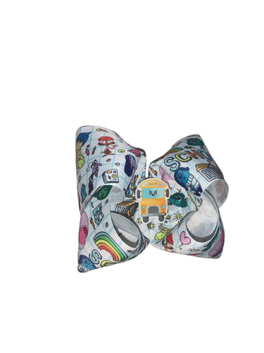 Back to school inside out hair bow/ moños