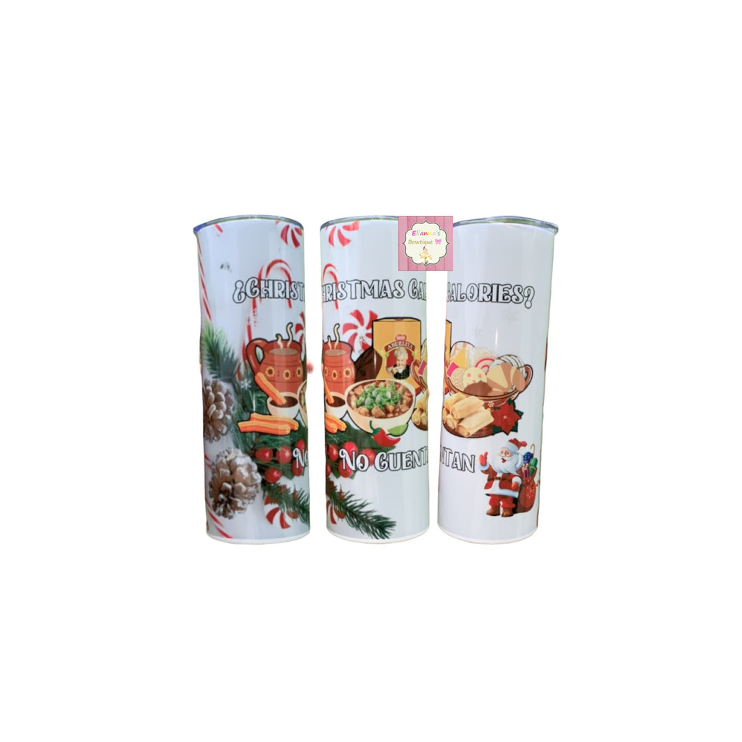 Christmas calories no cuentan tumbler cup/christmas/pan dulce/navidad