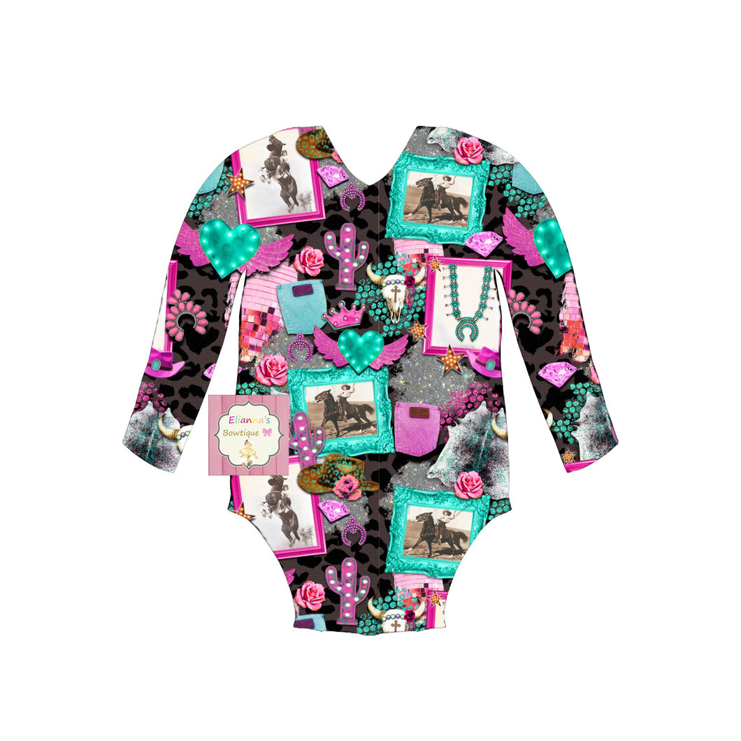 Western leotard/ leotardo/squash/horses/caballos