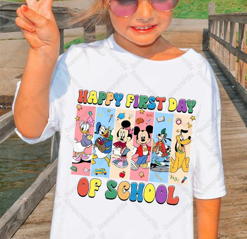 Happy first day of school shirt/ Back to school shirt /de regreso ala escuela / micky friends