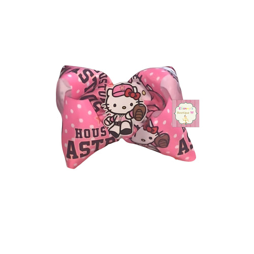 Pink Houston astros hair bow/ hello kitty