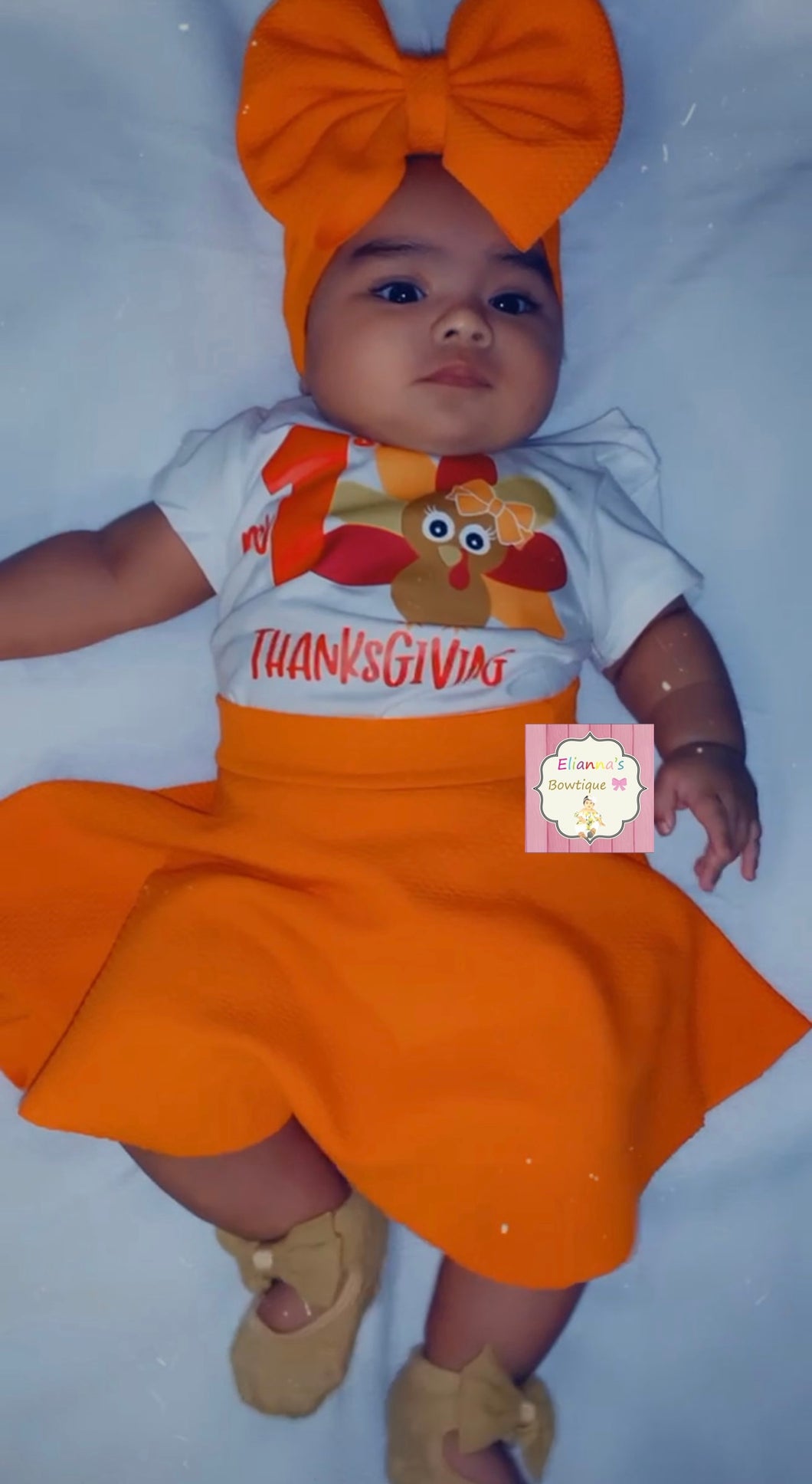 Thanksgiving Outfit Set shirt, headwrap and skirt