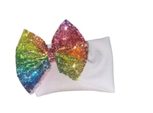 Cargar imagen en el visor de la galería, Multicolor sequins headwrap/ clip bow/ headwraps/