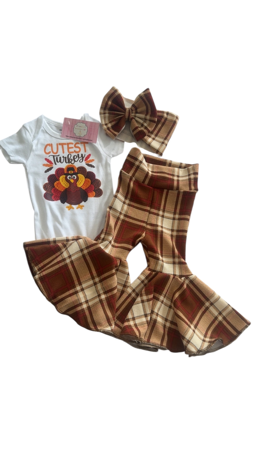 Thanksgiving set headwrap, bell bottoms and shirt/