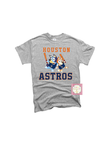 Houston Astros shirt/ blue and bingo