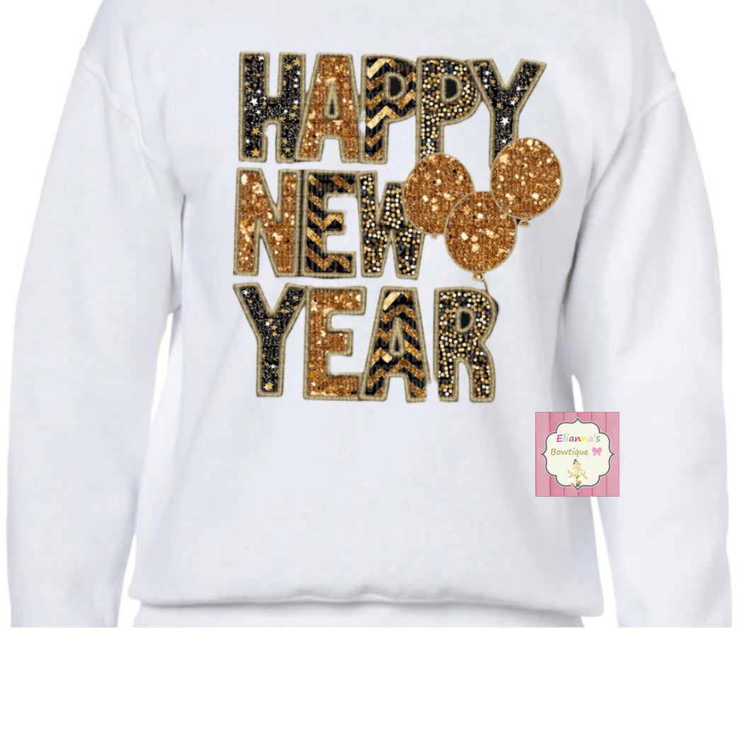 Happy new year sweatshirt /kids/adult/matching