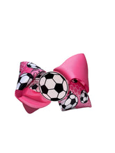 Load image into Gallery viewer, Soccer hair bow / moños / soccer ball