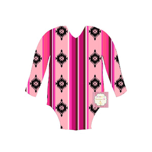 Pink Aztec print leotard/ leotardo/western