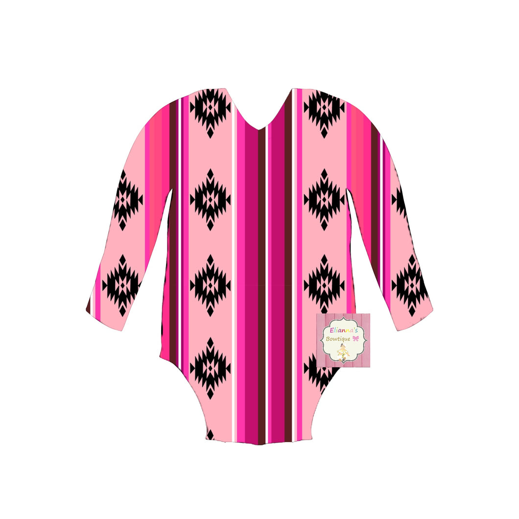 Pink Aztec print leotard/ leotardo/western