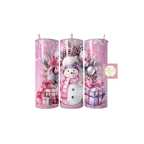 Pink christmas  snowman tumbler cup/ vasos/