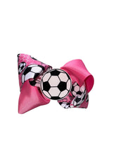 Load image into Gallery viewer, Soccer hair bow / moños / soccer ball
