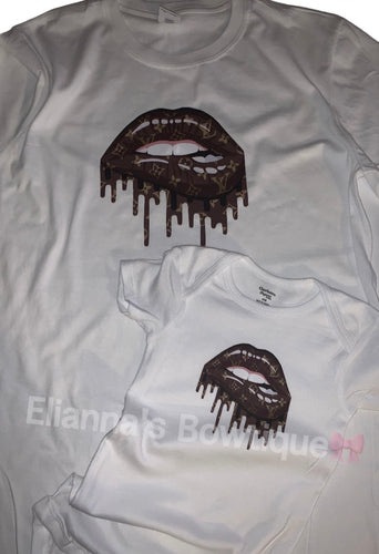 Boujee brown drip lips shirt/kids adult/