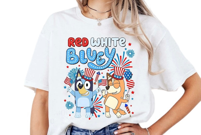 Bluey shirt/ kids /adult/4th of july