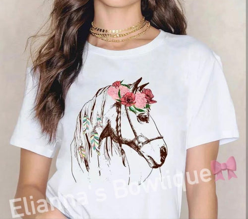 horse shirt/ caballos floral/mommy and me shirts/ cowgirl