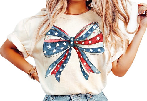 Coquette bow shirt/ 4th of july