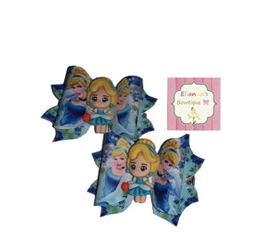 Baby Princess Cinderella mini Piggy tails/ Set bows/paresitos/vinyl