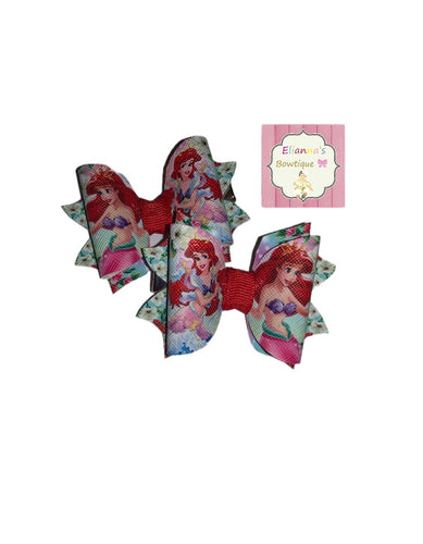 Baby Princess Ariel mini Piggy tails/ Set bows/paresitos/vinyl