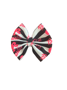 Barbie stripes hair bow/ nylon headband