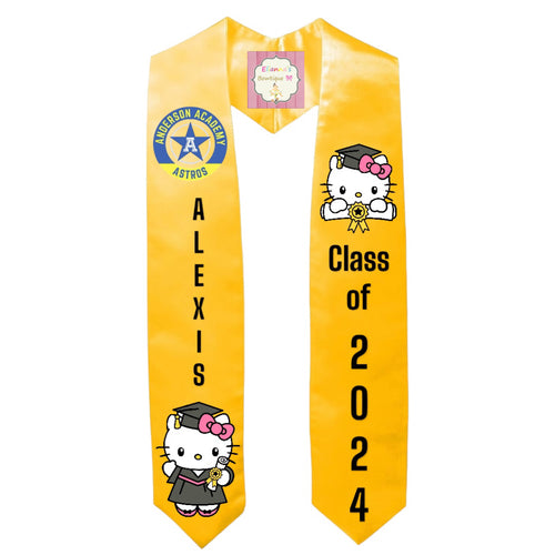 Hello kitty Graduation Sash / custom/ 2024/ school logo