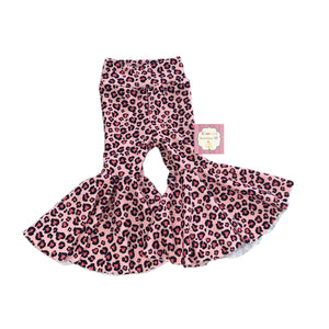 Pink cheetha bell bottoms/ flare pants