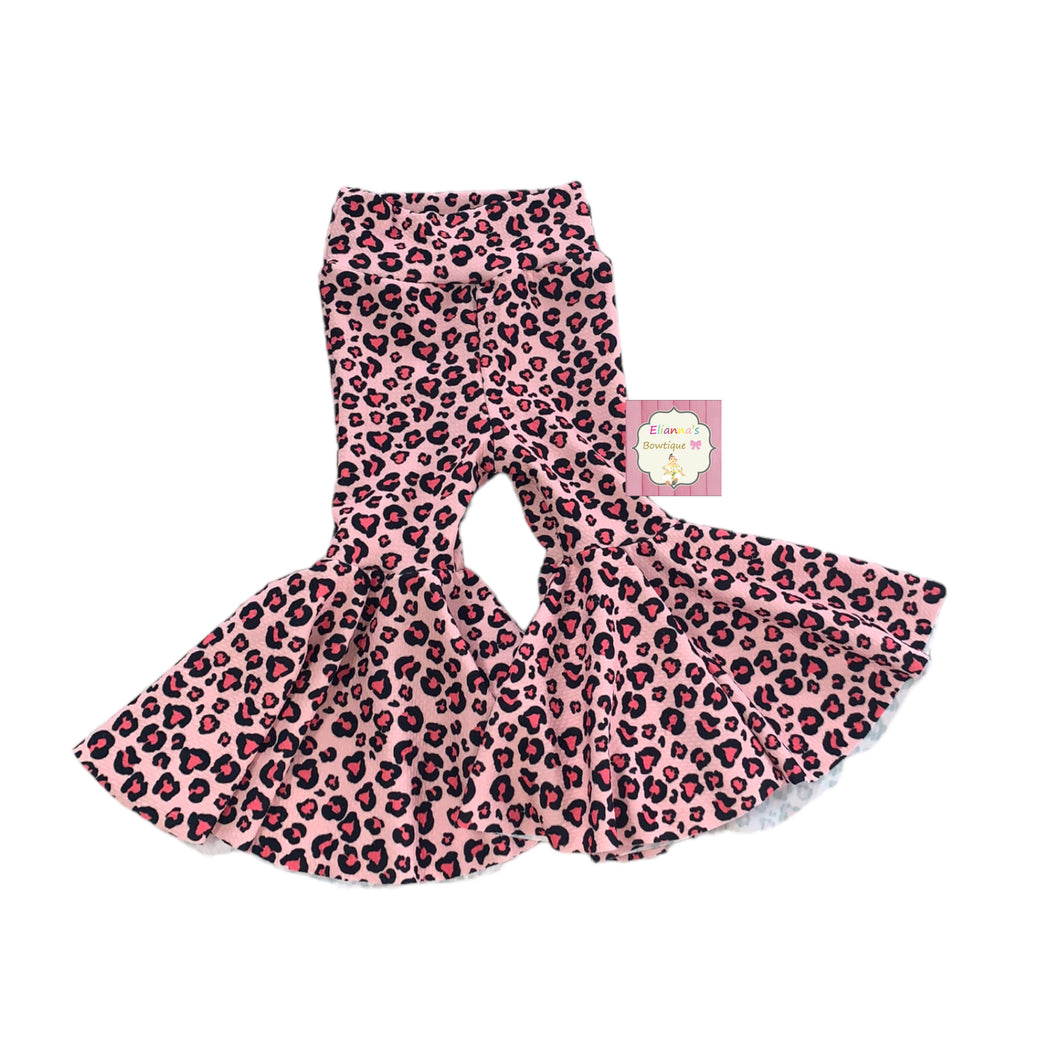 Pink cheetha bell bottoms/ flare pants