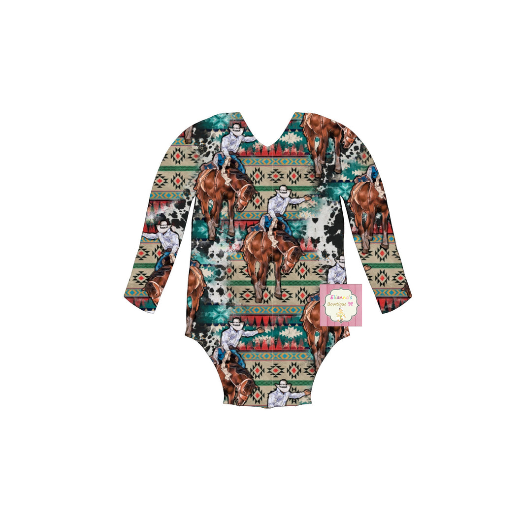 Western cowboy leotard/ leotardo/horse/aztec print