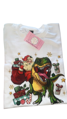Dinosaur christmas shirt / kids / Adult / Santa Claus / Christmas