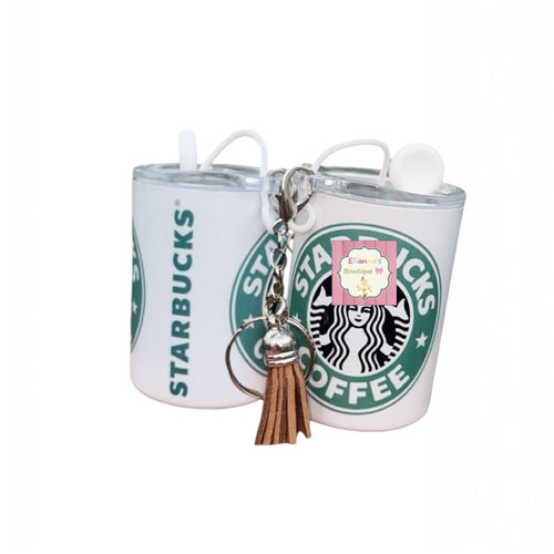 Coffee mini Keychain tumbler cup/ with straw