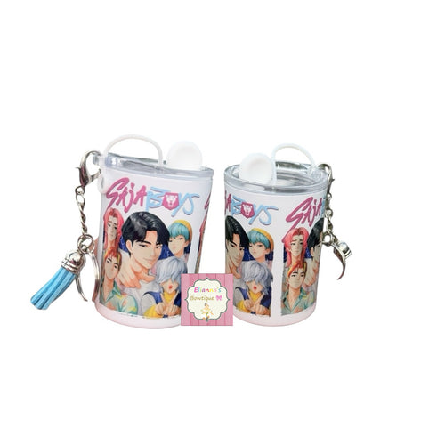 Saja Boys mini Keychain tumbler cup/ with straw