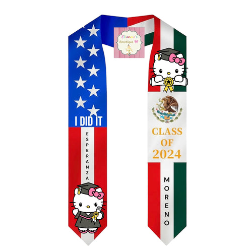 Mexican American Graduation Sash / custom/ 2024/Hello Kitty