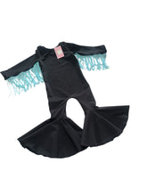 Cargar imagen en el visor de la galería, Black bell bottoms romper / Fringe/western  Romper