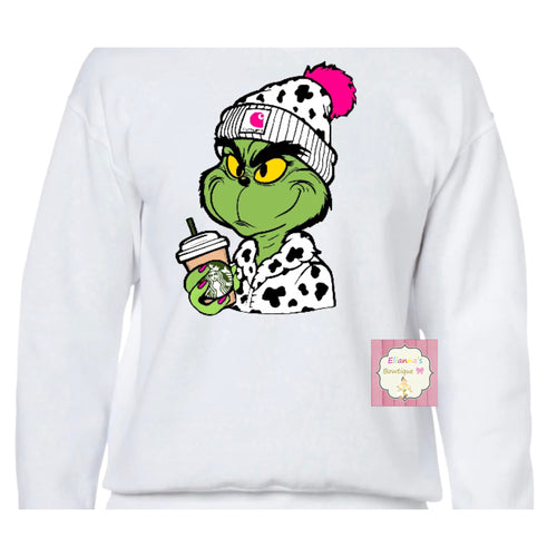 Cow print grinch sweatshirt /sweater/sueter/