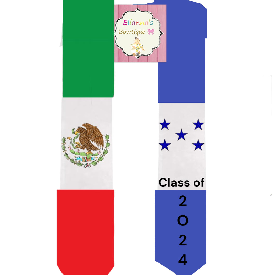 Mexican Honduras Flag Graduation Sash / custom/ 2024/