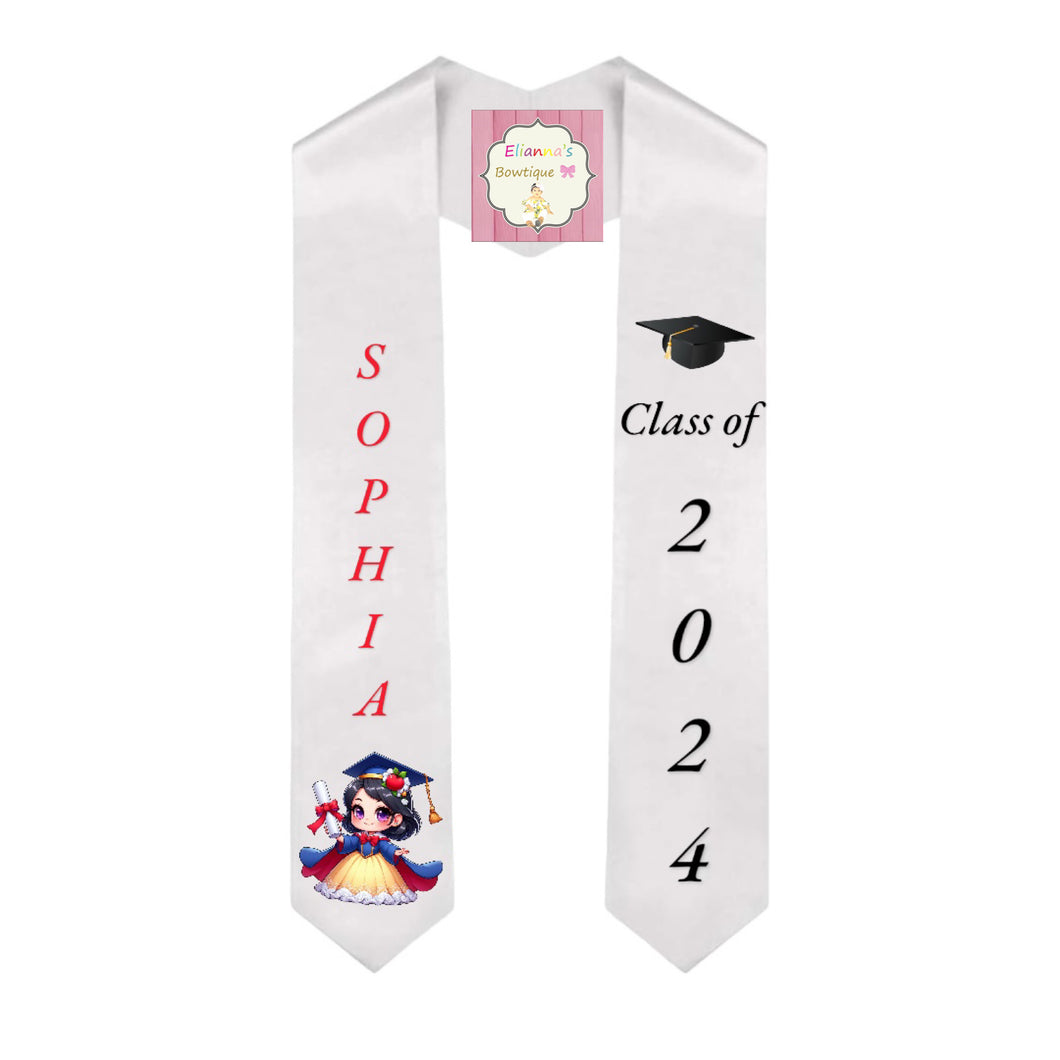 Kids Snow white Graduation stole Sash / custom/ 2024/ princess