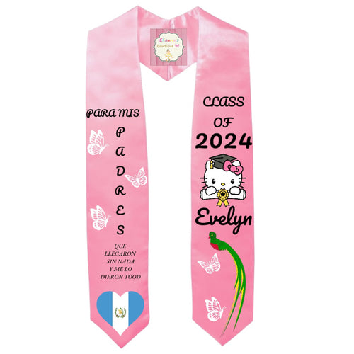 Hello kitty Graduation Sash / custom/ 2024/ Guatemala