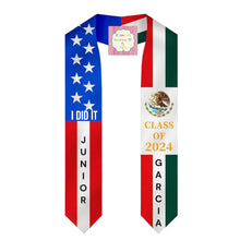 Load image into Gallery viewer, Mexican American Graduation Sash / custom/ 2024/