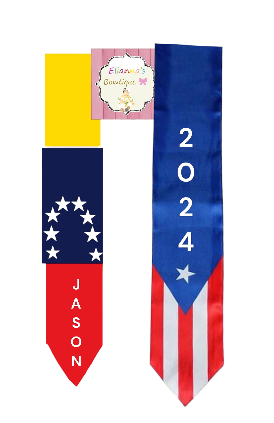 Puerto Rico and Venezuela Flag Graduation Sash / custom/ 2024/