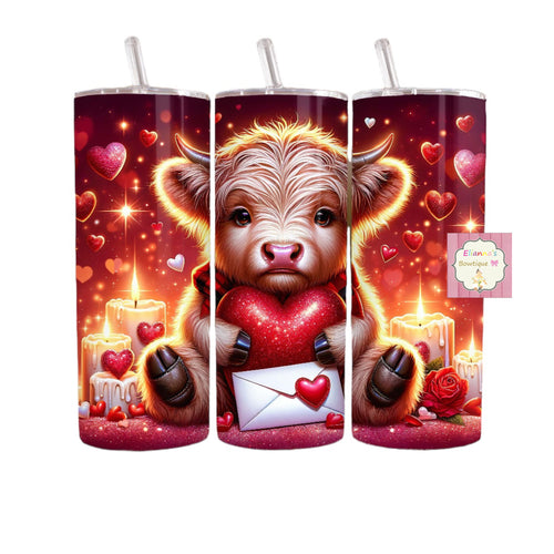 Highland cow tumbler cup/ valentines day/vasos