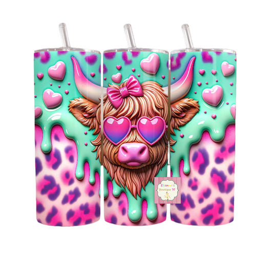 Highland cow tumbler cup/ valentines day/vasos