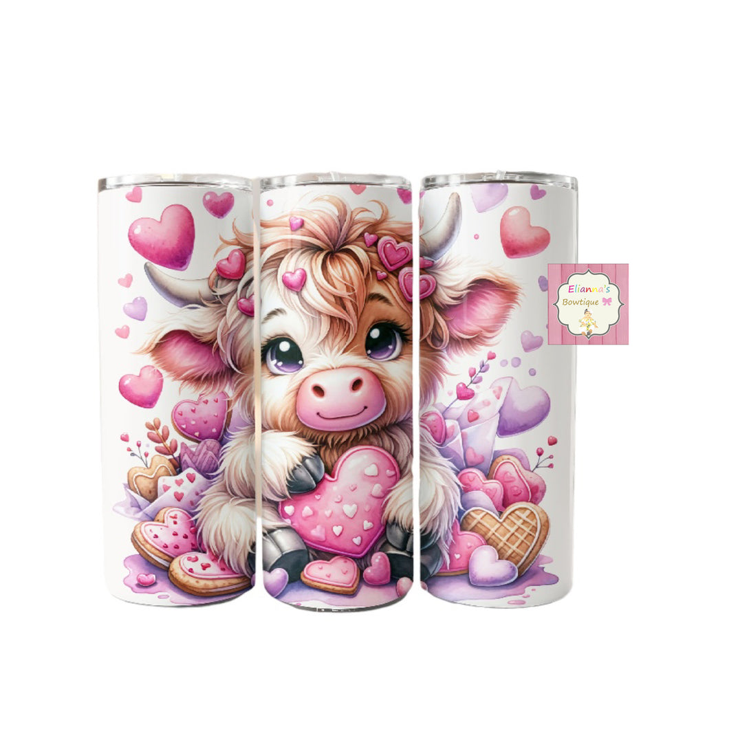 Highland cow tumbler cup/ valentines day/vasos