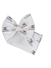Load image into Gallery viewer, White boujee headwrap/ clip bow/ headwraps/chanel