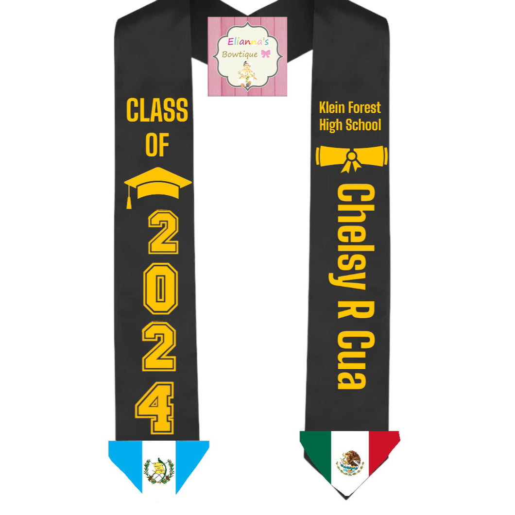 Mexican Guatemala Flag Graduation Sash / custom/ 2024/