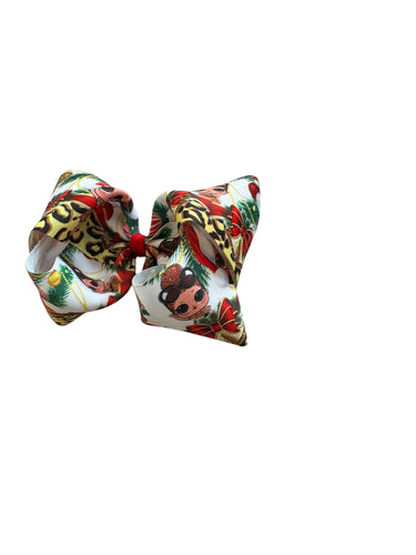 Christmas cheetha  hair bow/ navidad