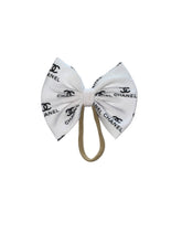 Load image into Gallery viewer, White boujee headwrap/ clip bow/ headwraps/chanel