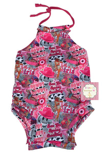 Let's go girls halter leotard / howdy/disco