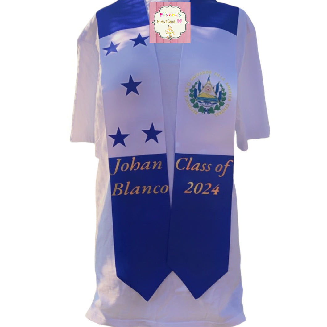 Honduras and Salvador Flag Graduation Sash / custom/ 2024/